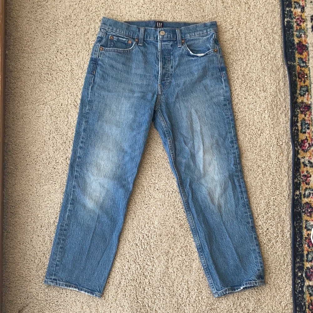 Gap Button Fly Cheeky Straight Jeans petite, cropped